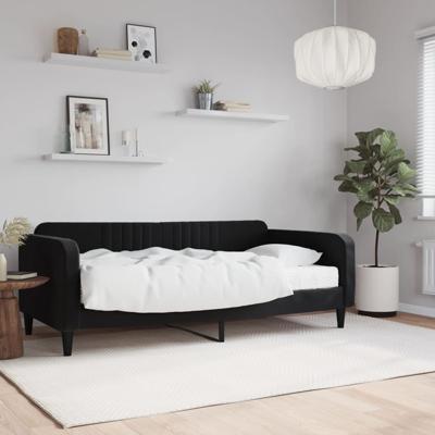 Slaapbank met matras 90x200 cm fluweel zwart