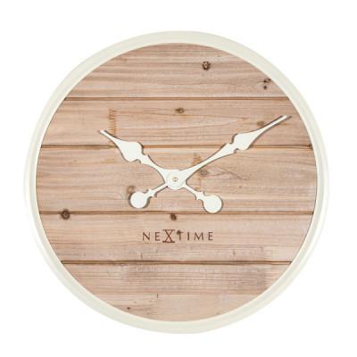 NeXtime klok 3134wi plank, ø50 cm, wall, white