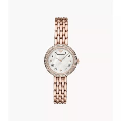 Emporio Armani Rosegoudkleurig roestvrijstalen dameshorloge met twee wijzers - Rosegoud AR11355