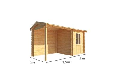 Blokhut, tuinhuisje met overkapping Fenna-Alicia 450 cm bij 200 cm diep zadeldak 3 Warentuin Collection - Warentuin collection