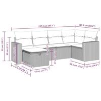 6-delige Loungeset met kussens poly rattan lichtgrijs - thumbnail