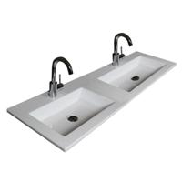 Badmeubelset BWS Salt 120x46cm Greeploos 2 Lades Met Wastafel 2 Kraangaten Ice White - thumbnail