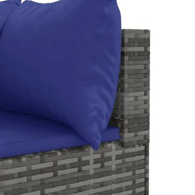 6-delige Loungeset met kussens poly rattan grijs