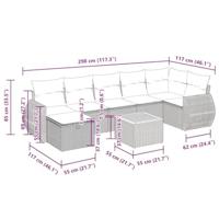 8-delige Loungeset met kussens poly rattan grijs - thumbnail