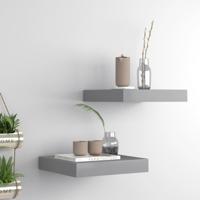 VidaXL Wandschappen zwevend 2 st 23x23,5x3,8 cm mdf grijs - thumbnail