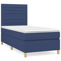 Boxspring met matras stof blauw 100x200 cm - thumbnail