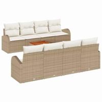 Tuinbankenset met kussen 9 pcs Beige poly rattan - thumbnail