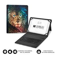 SUBBLIM Beschermhoes voor tablet 11 inch, met bluetooth-toetsenbord, Spaans toetsenbord, elastiek, oplaadpoort, ultra dun, Keytab Pro Trendy Leon - thumbnail
