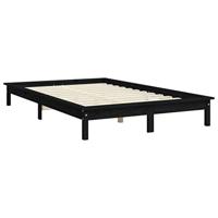Bedframe massief grenenhout zwart 140x190 cm - thumbnail