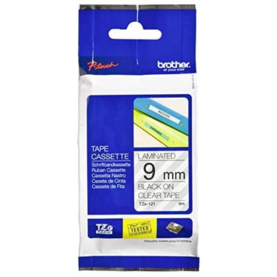 Labeltape Brother TZe, TZ TZe-121 Tapekleur: Transparant Tekstkleur:Zwart 9 mm 8 m