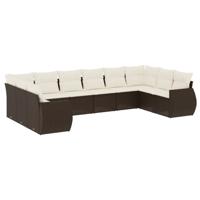 11-delige Loungeset met kussens poly rattan bruin - thumbnail