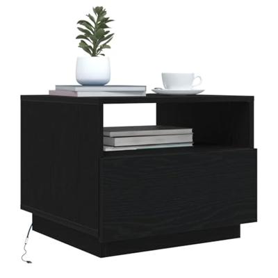 Salontafel met LED-verlichting 50x49x40 cm zwart eiken