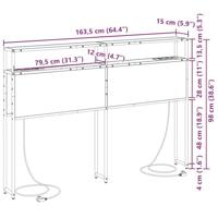 Opberghoofdbord met plank Grijs sonoma 160 cm Bewerkt hout - thumbnail