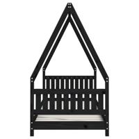 Kinderbedframe 80x200 cm massief grenenhout zwart - thumbnail