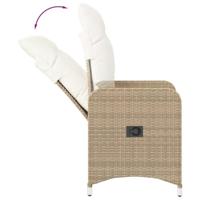 Tuinstoel verstelbaar met kussens poly rattan beige - thumbnail
