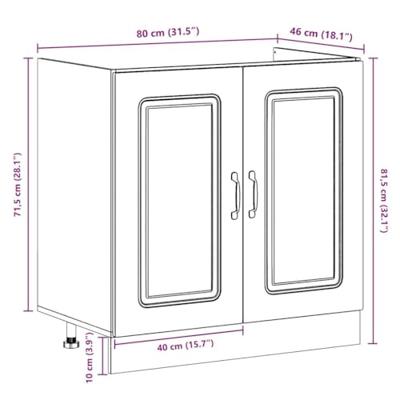 Keukenkast Kalmar Zwart 80 x 46 x 81,5 cm Bewerkt hout