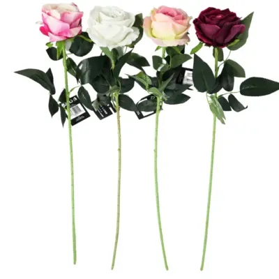 Kunstbloem roos 76 cm 4 assorti | 24 stuks