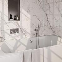 BRAUER Stripe Thermostatische Badkraan - drukknoppen - SET 03 - inbouw - badvulcombinatie - staaf handdouche - doucheslang - wandaansluitbocht - RVS-kleurig geborsteld PVD 5-NG-361 - thumbnail