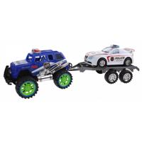 Diakakis politiejeep met autoaanhanger blauw/wit 50 cm - thumbnail
