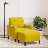 Fauteuil met voetenbank 60 cm fluweel geel - thumbnail