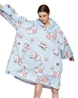 Draagbare deken met capuchon & mouwen - olifanten - thumbnail