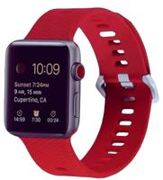 By Qubix - Siliconen bandje met motief - Rood - Compatible met Apple Watch 38mm / 40mm / 41mm / 42mm - Compatible Apple watch bandjes - thumbnail