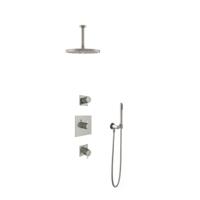 Hotbath Get Together doucheset met 2 stopkranen met 15 cm plafondbuis, 30 cm hoofddouche, geborsteld nikkel - thumbnail