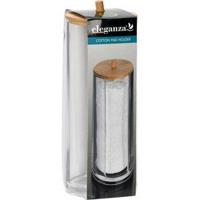 Eleganza Wattenschijfjes Container 7x19 cm Bamboe/Transparant - thumbnail