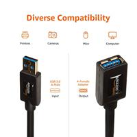 Amazon Basics USB-A mannelijk 3.0 naar USB-A vrouwelijk verlengkabel, 4,8 Gbps High-Speed, vergulde vrouwelijke connectoren, 2 m, zwart - thumbnail