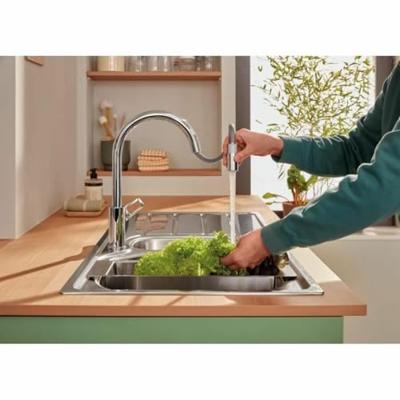 Grohe Start Loop Keukenkraan - 1-gats - hoge draaibare uittrekbare uitloop- voorsprong 21.5cm - open greep - chroom 30556000