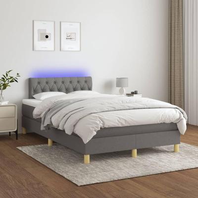 Boxspring met matras en LED stof donkergrijs 120x200 cm