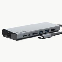 Belkin F4U092BTSGY interface hub USB 3.2 Gen 1 (3.1 Gen 1) Type-C 5000 Mbit/s Grijs - thumbnail