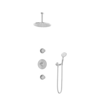 Hotbath Buddy - Inbouw Regendoucheset - 2 Stopkranen - Thermostatisch - Plafondbuis 15 cm - Hoofddouche 300 mm - Ronde Handdouche 3 Standen - Waterbesparend - V01