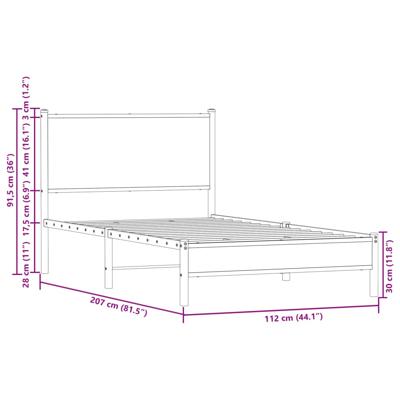 Bedframe zonder matras metaal gerookt eikenkleurig 180x200 cm