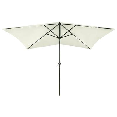 VidaXL Parasol met led's en stalen paal 2x3 m zandkleurig