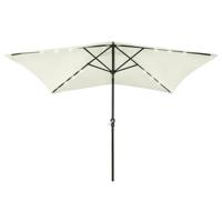 VidaXL Parasol met led's en stalen paal 2x3 m zandkleurig - thumbnail