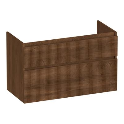 Brauer Delight Wavy - Onderkast - 100 cm - met 2 Softclose Lades Greeploos en 1 Sifon Uitsparing - Forest Cacao