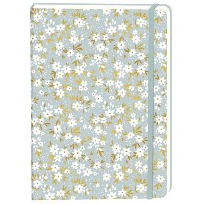 Notitieboek witte bloemen a5 lijn 92pag sc grijs | 3 stuks