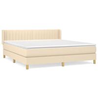Boxspring met matras stof crèmekleurig 160x200 cm - thumbnail