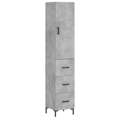 Hoge kast 34,5x34x180 cm bewerkt hout betongrijs