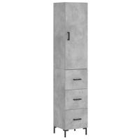 Hoge kast 34,5x34x180 cm bewerkt hout betongrijs - thumbnail