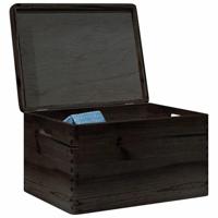 VidaXL Houten kist met deksel&handvatten 40x30x23cm grenenhout zwart - thumbnail