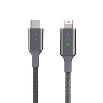 Parat USB-kabel USB-C stekker, Apple Lightning stekker 1.20 m Grijs Stoffen mantel 990561999