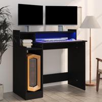 Bureau met LED-verlichting 97x45x90 cm bewerkt hout zwart - thumbnail