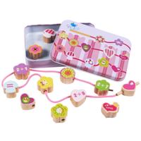 Houten speelgoed Baby DIY Toy cartoon fruit dierlijke snaren draadsnijden houten kralen speelgoed (meisje) - thumbnail