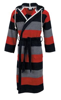 Carl Ross Carl Ross Unisex Badjas Velours met Capuchon 640300 Nightblue/Intensered S