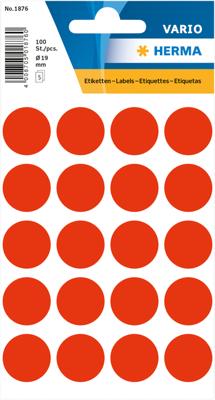 Etiket herma 1876 rond 19mm fluor rood 100st