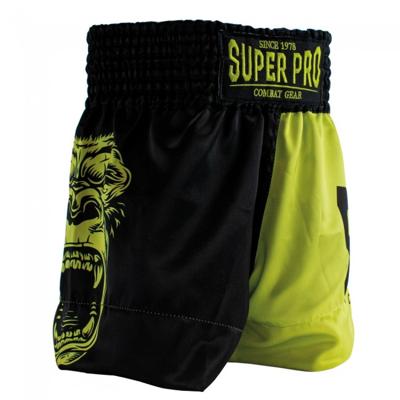 Super Pro boksbroek Gorilla junior polyester zwart/lime