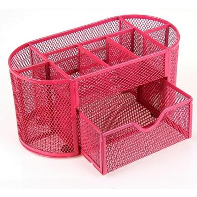 Bureau Organizer 9 rasters metalen mesh Office pen potlood houder (rood)
