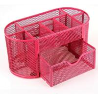 Bureau Organizer 9 rasters metalen mesh Office pen potlood houder (rood) - thumbnail
